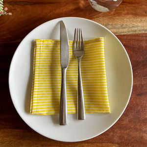 Yellow and white striped cloth dinner napkin - 13in square